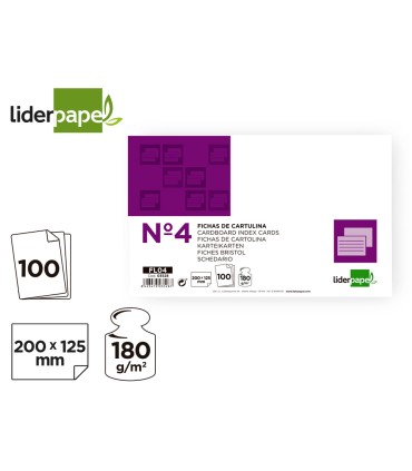 Ficha liderpapel lisa nº4 125x200mm paquete de 100 180g